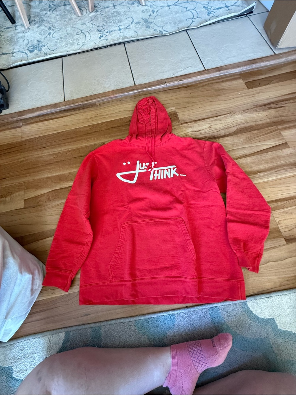 Red "Just Think" Logo adult Hoodie
